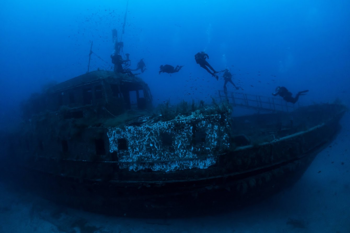 Big ship wreck in the blue